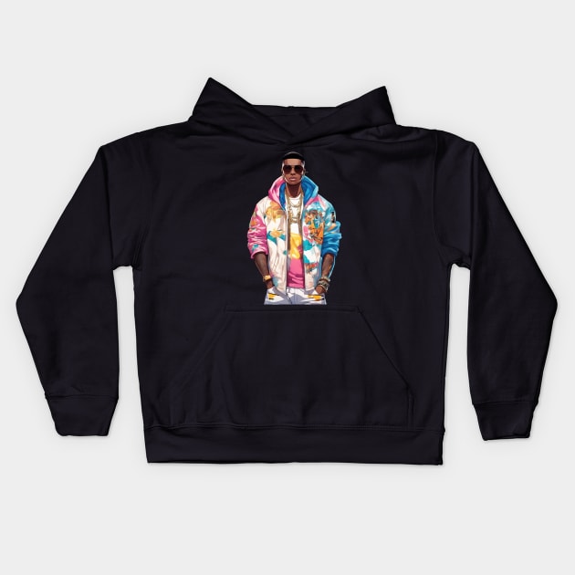 Handsome Black Guy Kids Hoodie by animegirlnft